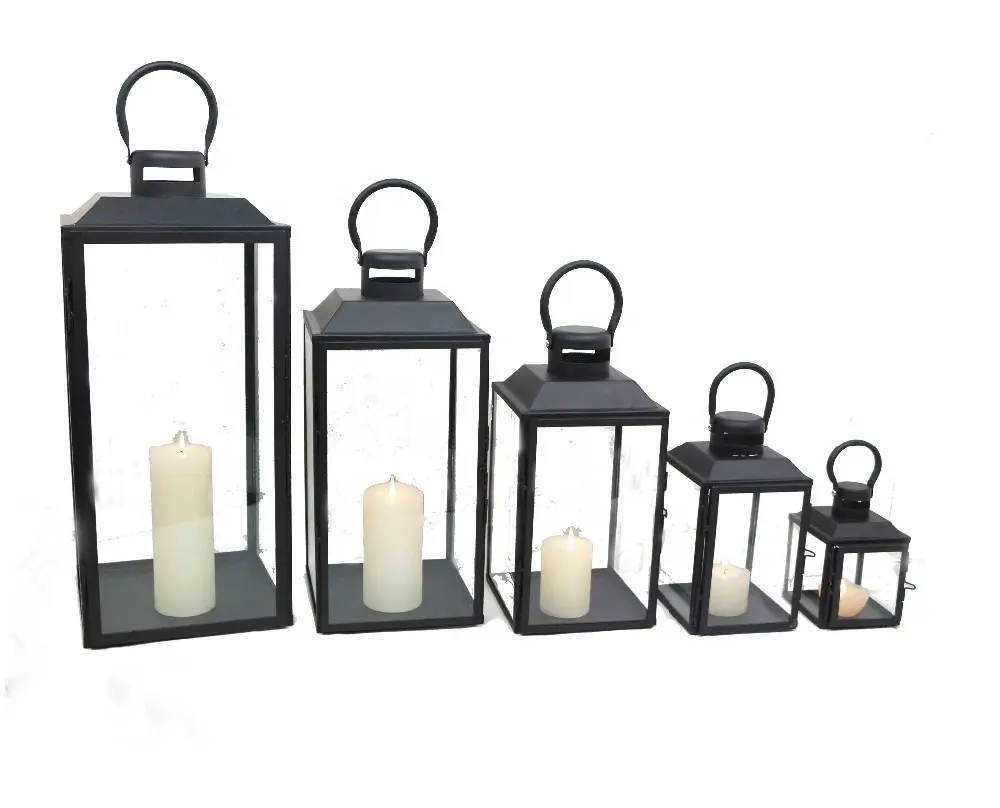 Wedding Decorative Metal Floor Lantern with Glass Cover - Image 2